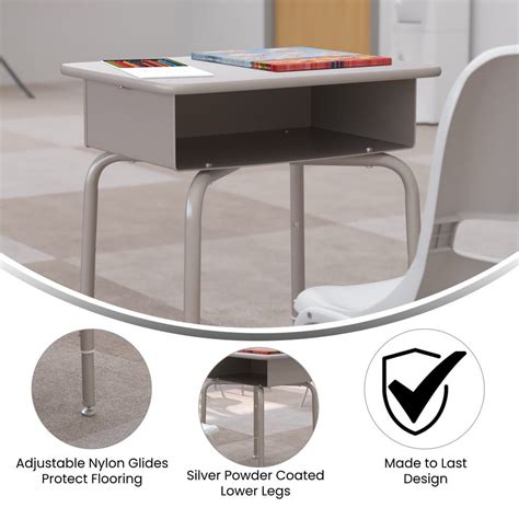 Flash Furniture Student Desk with Open Front Metal Book Box